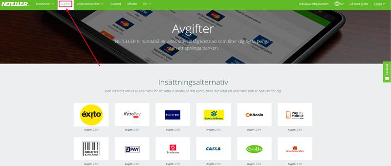 Information om skatter hos Neteller