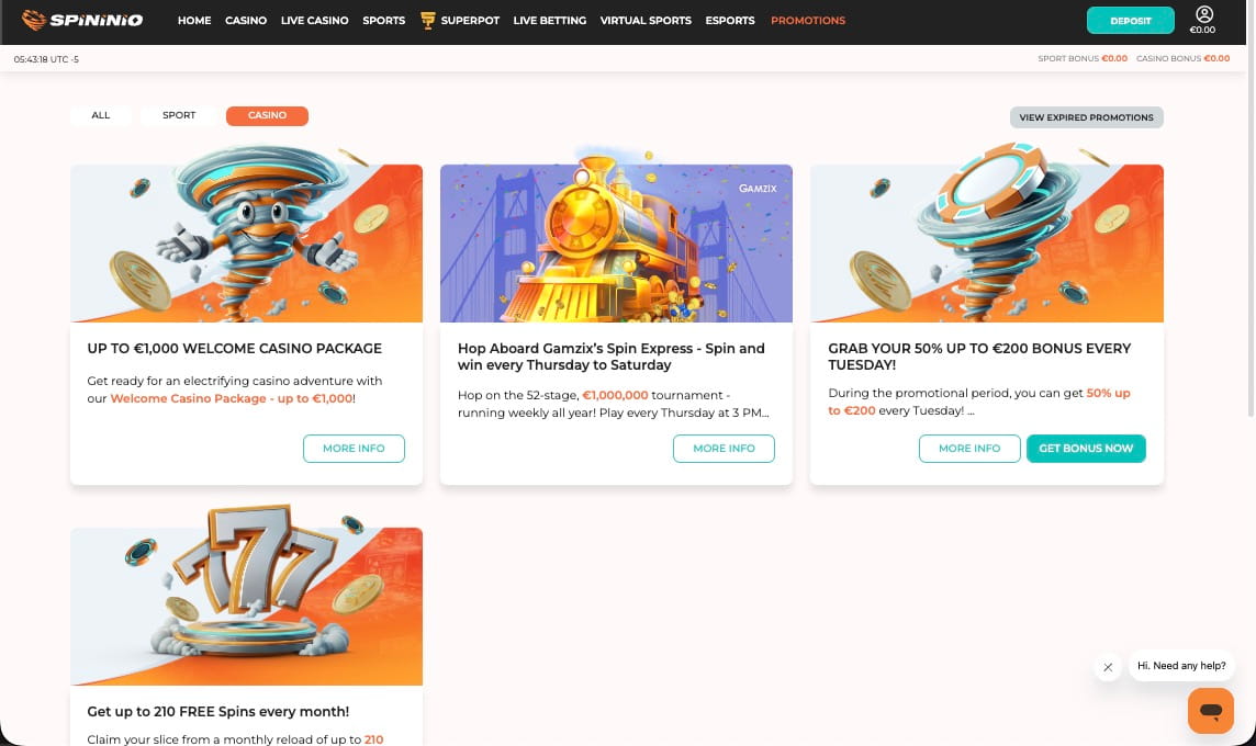 Spininio Casino bonussida