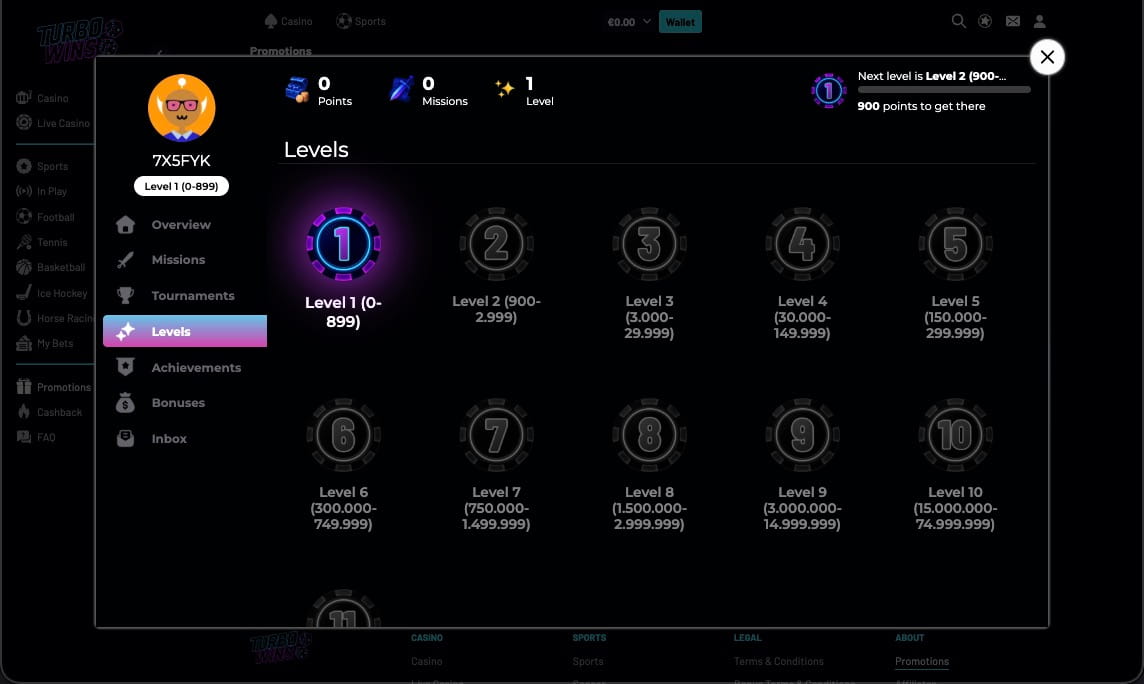 Turbowins Casino VIP-sida