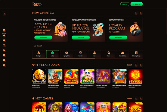 Ritzo Casino Huvudsida
