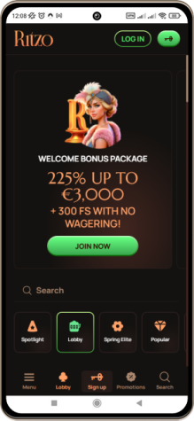 Ritzo Casino på en mobiltelefon