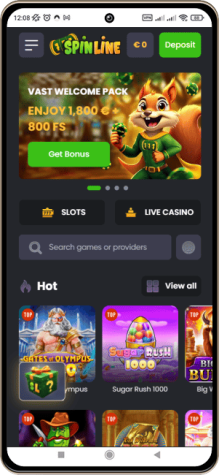Spinline Casino på en mobiltelefon
